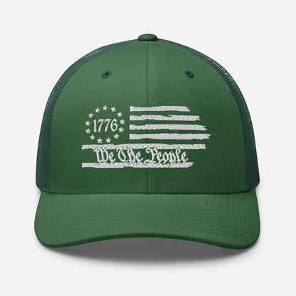 USA 1776 Trucker Hat – We The People, Patriotic 1776 Mesh Trucker Cap - SKULLFURY MERCH