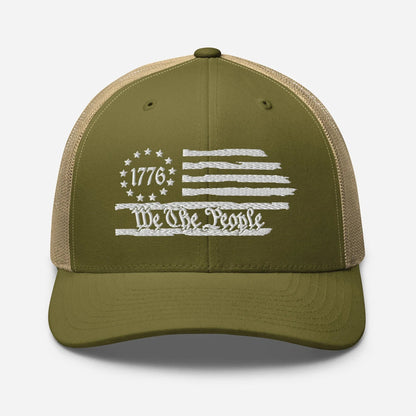 USA 1776 Trucker Hat – We The People, Patriotic 1776 Mesh Trucker Cap - SKULLFURY MERCH