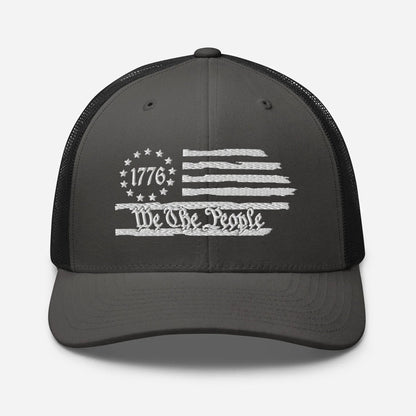 USA 1776 Trucker Hat – We The People, Patriotic 1776 Mesh Trucker Cap - SKULLFURY MERCH