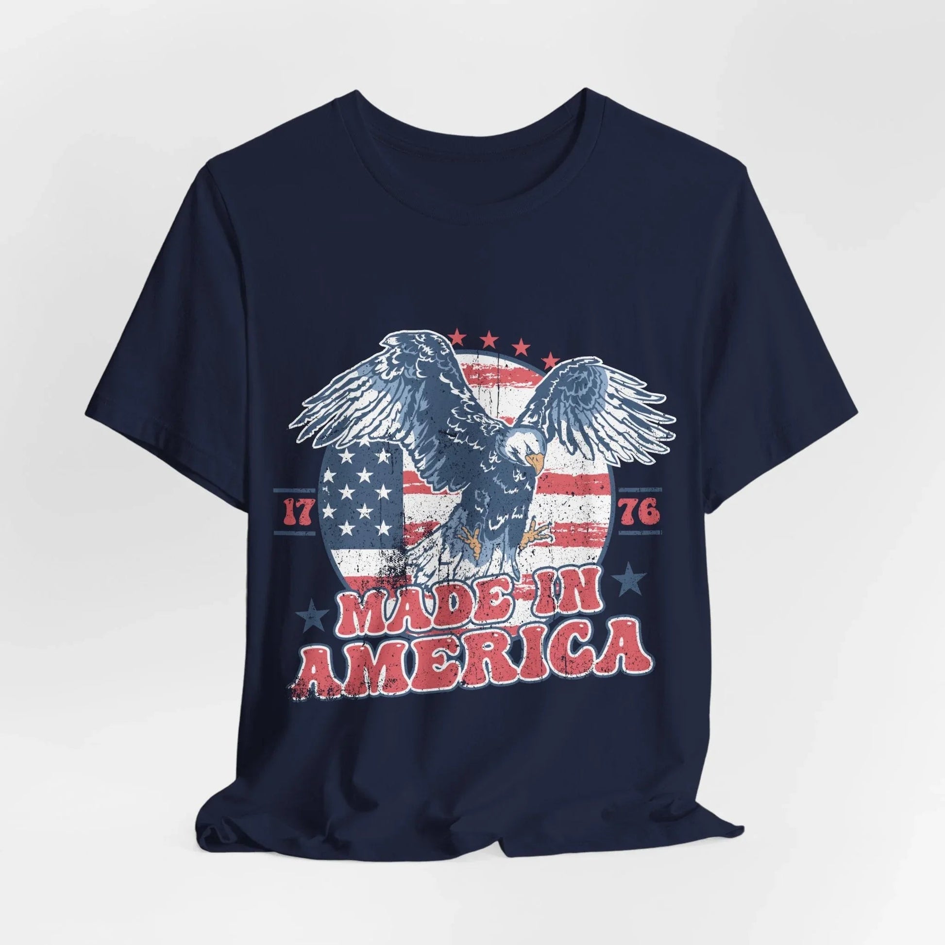 Vintage American Eagle Tee, "Made In America" Patriotic Shirt, Eagle and Flag Design, USA Tee - SKULLFURY MERCH
