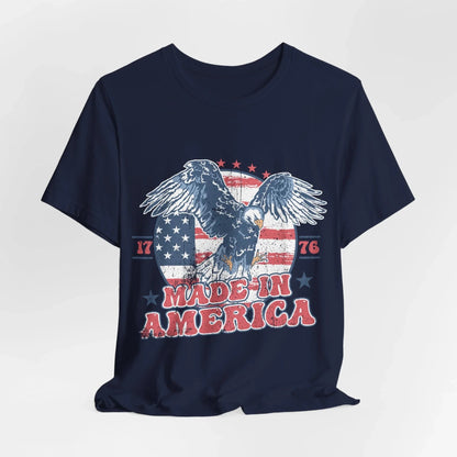 Vintage American Eagle Tee, "Made In America" Patriotic Shirt, Eagle and Flag Design, USA Tee - SKULLFURY MERCH