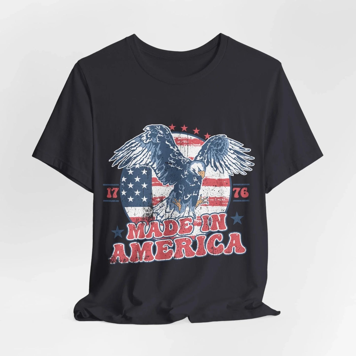 Vintage American Eagle Tee, "Made In America" Patriotic Shirt, Eagle and Flag Design, USA Tee - SKULLFURY MERCH