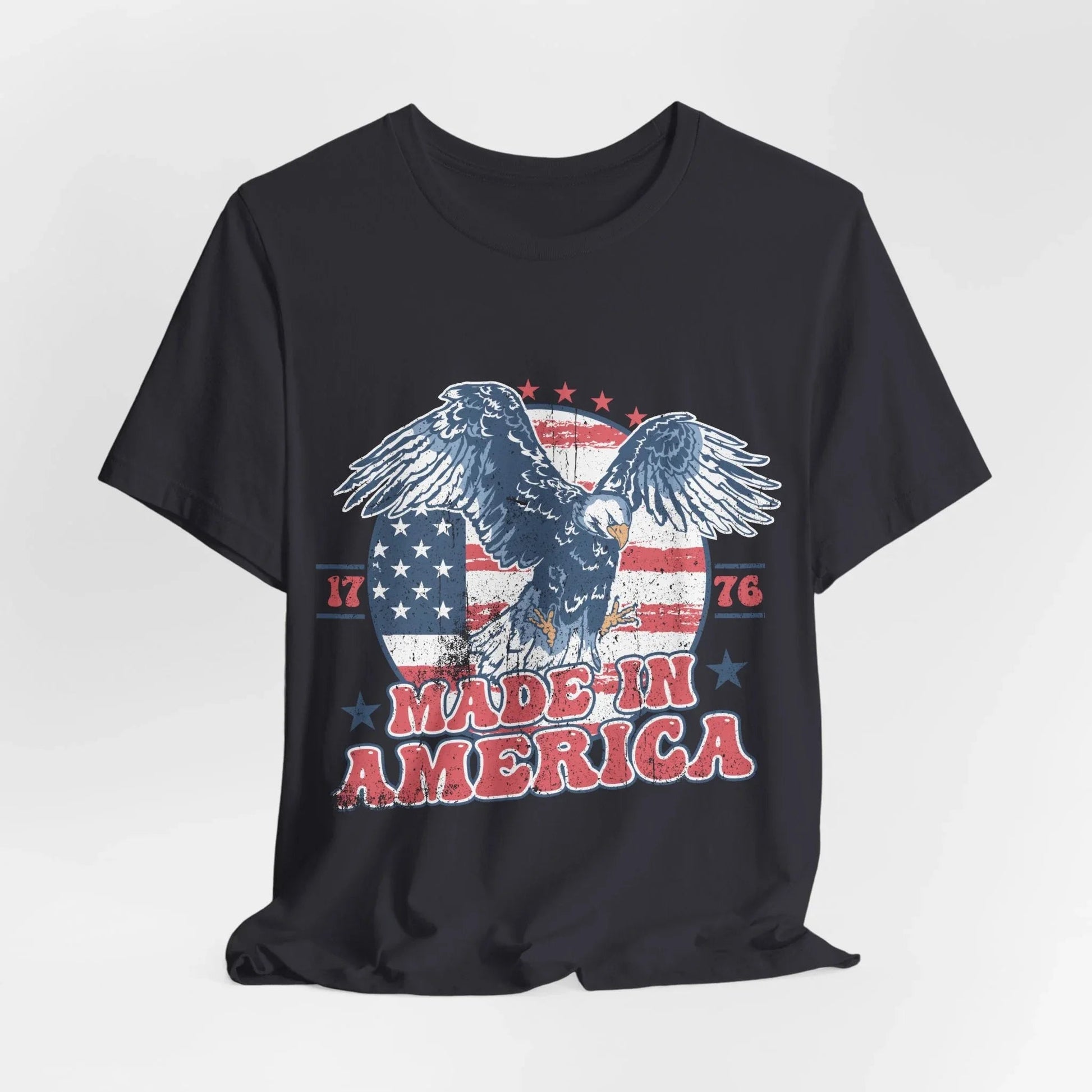 Vintage American Eagle Tee, "Made In America" Patriotic Shirt, Eagle and Flag Design, USA Tee - SKULLFURY MERCH