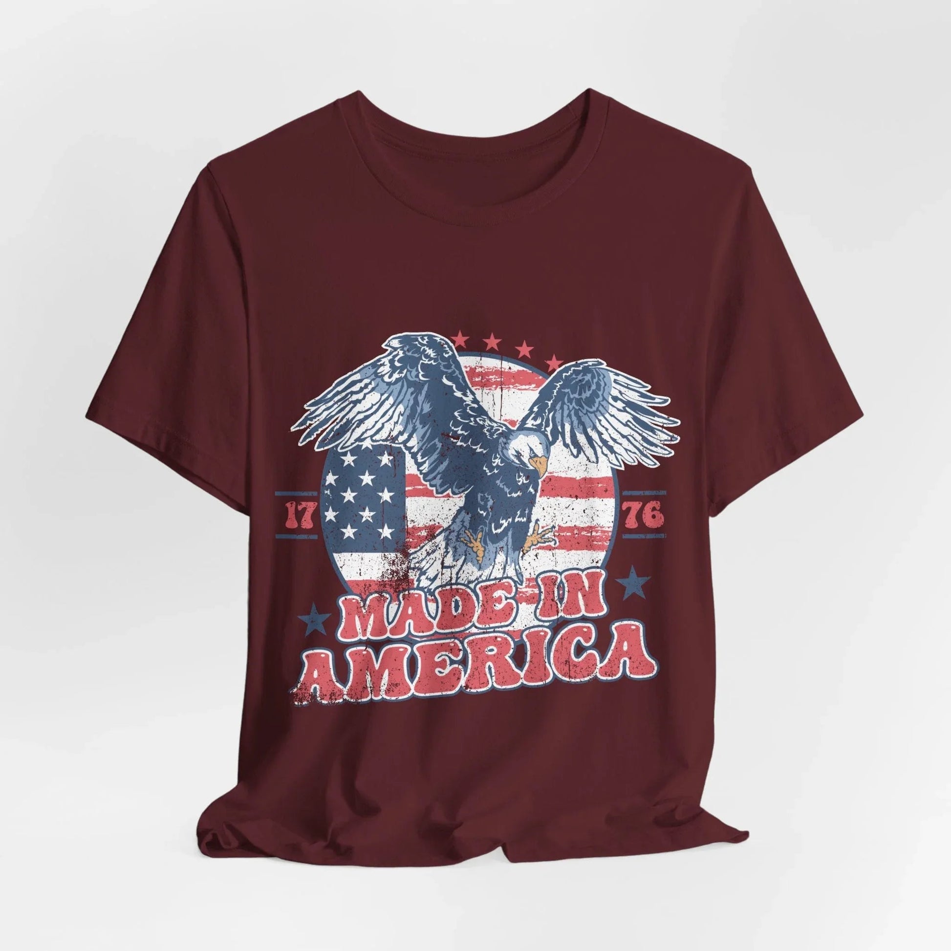 Vintage American Eagle Tee, "Made In America" Patriotic Shirt, Eagle and Flag Design, USA Tee - SKULLFURY MERCH