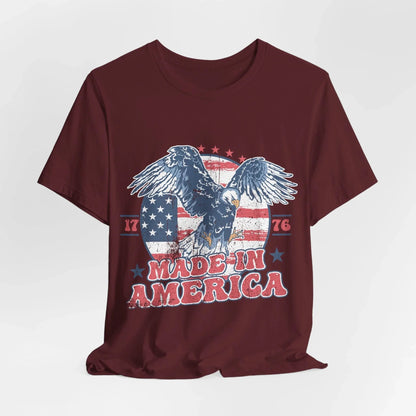 Vintage American Eagle Tee, "Made In America" Patriotic Shirt, Eagle and Flag Design, USA Tee - SKULLFURY MERCH
