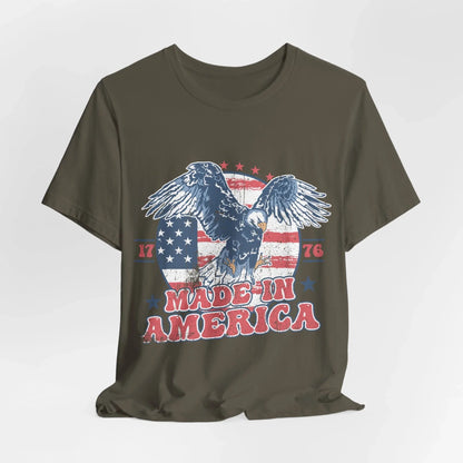 Vintage American Eagle Tee, "Made In America" Patriotic Shirt, Eagle and Flag Design, USA Tee - SKULLFURY MERCH