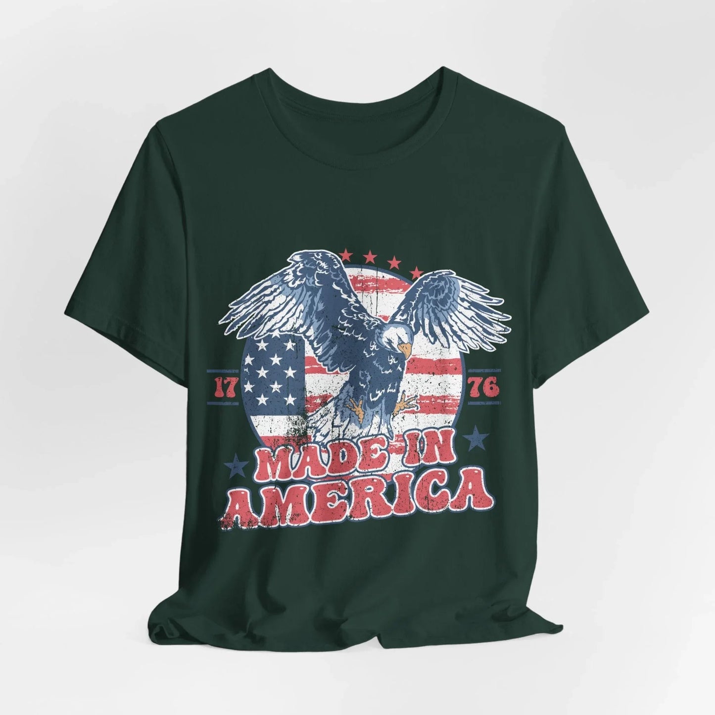 Vintage American Eagle Tee, "Made In America" Patriotic Shirt, Eagle and Flag Design, USA Tee - SKULLFURY MERCH