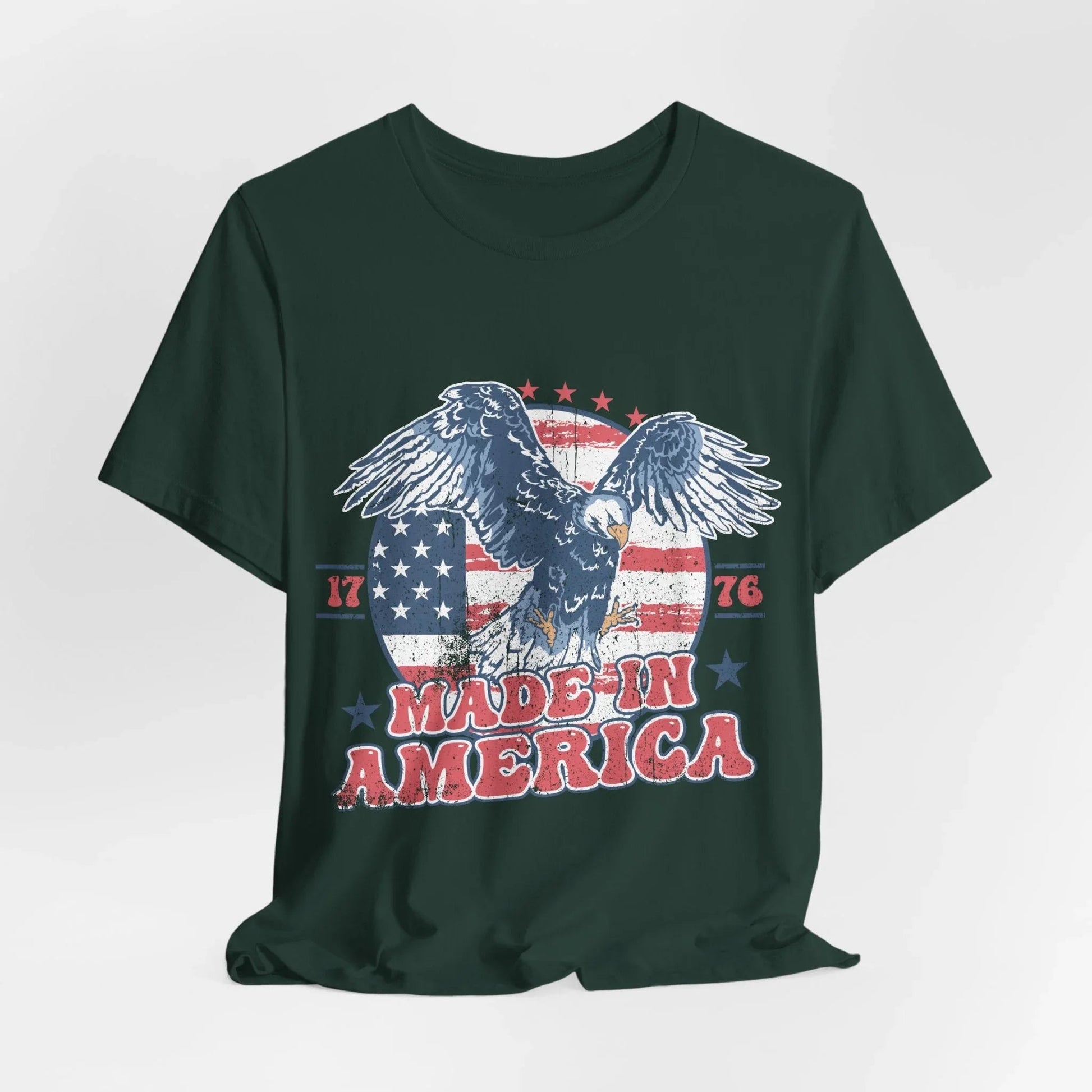 Vintage American Eagle Tee, "Made In America" Patriotic Shirt, Eagle and Flag Design, USA Tee - SKULLFURY MERCH