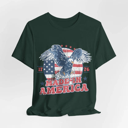 Vintage American Eagle Tee, "Made In America" Patriotic Shirt, Eagle and Flag Design, USA Tee - SKULLFURY MERCH