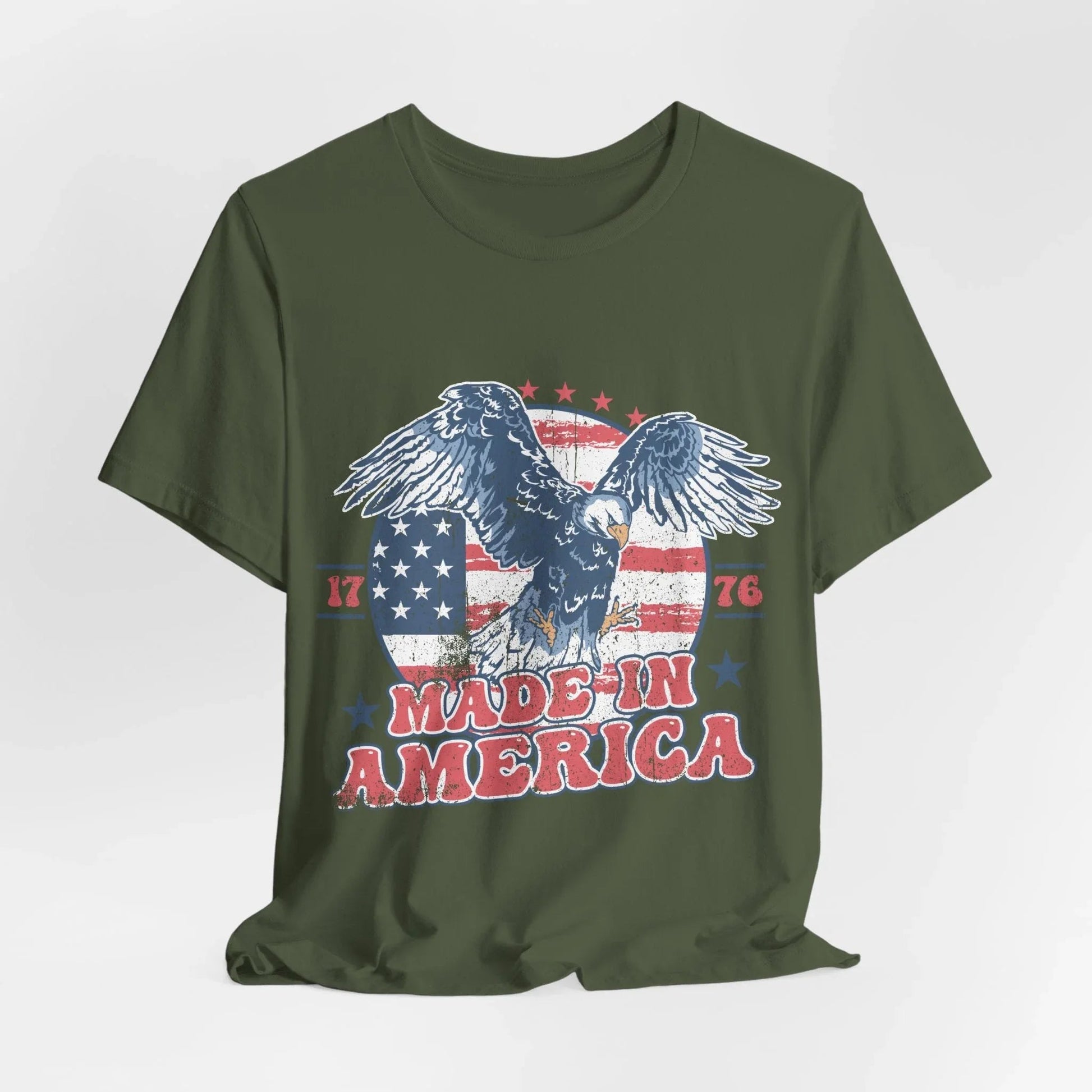 Vintage American Eagle Tee, "Made In America" Patriotic Shirt, Eagle and Flag Design, USA Tee - SKULLFURY MERCH