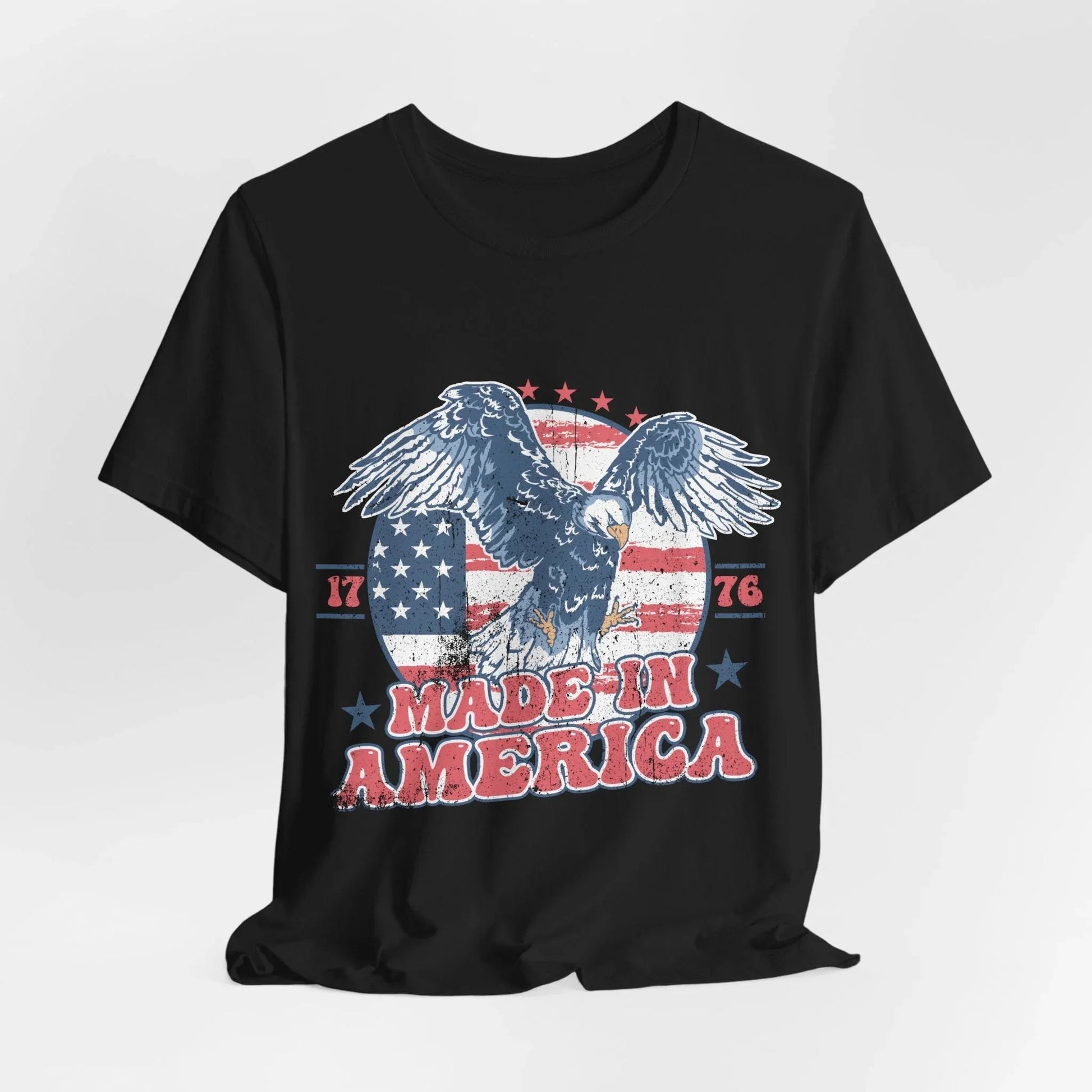 Vintage American Eagle Tee, "Made In America" Patriotic Shirt, Eagle and Flag Design, USA Tee - SKULLFURY MERCH