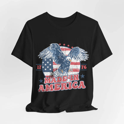 Vintage American Eagle Tee, "Made In America" Patriotic Shirt, Eagle and Flag Design, USA Tee - SKULLFURY MERCH