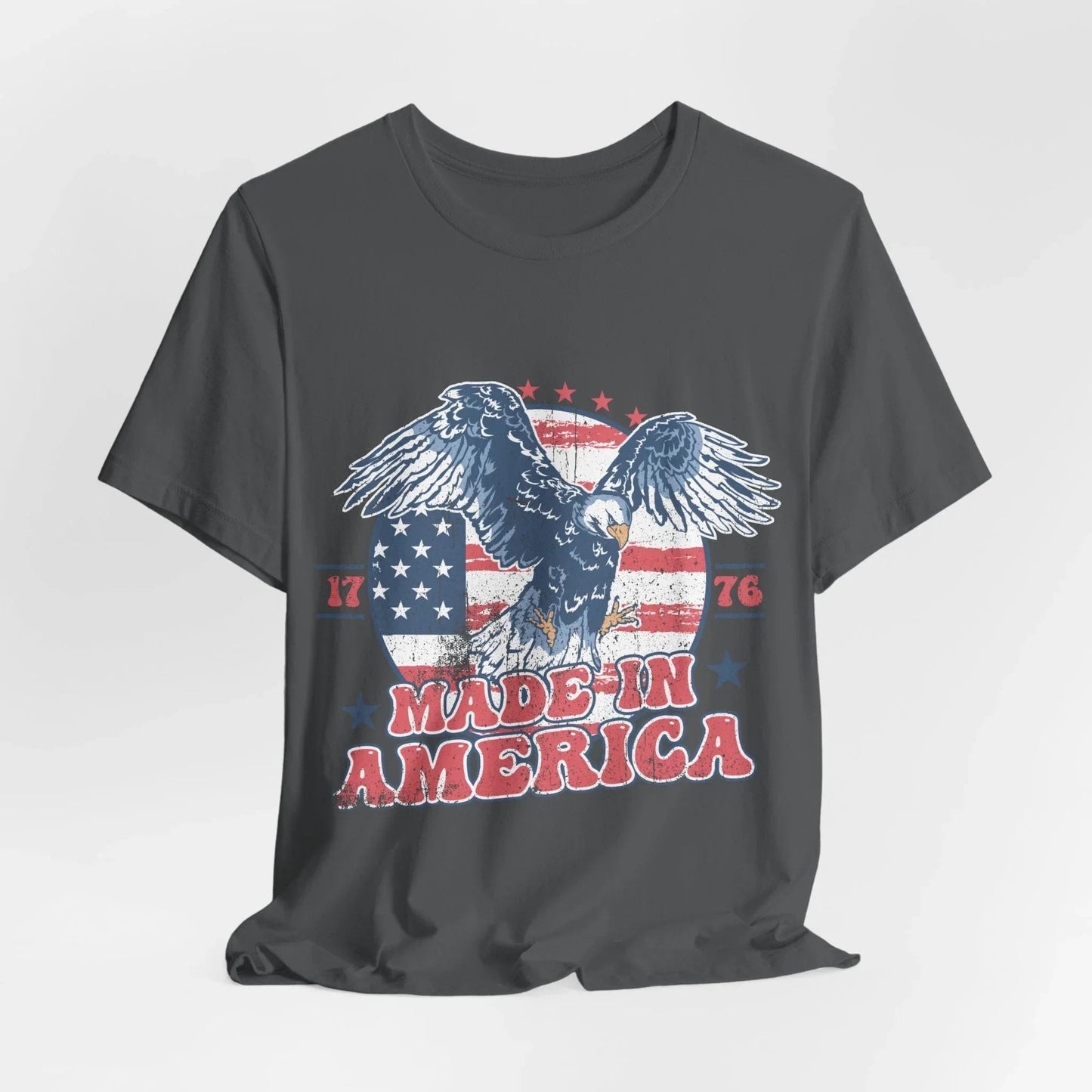 Vintage American Eagle Tee, "Made In America" Patriotic Shirt, Eagle and Flag Design, USA Tee - SKULLFURY MERCH