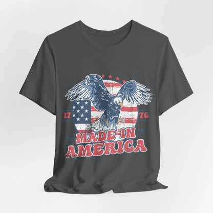 Vintage American Eagle Tee, "Made In America" Patriotic Shirt, Eagle and Flag Design, USA Tee - SKULLFURY MERCH