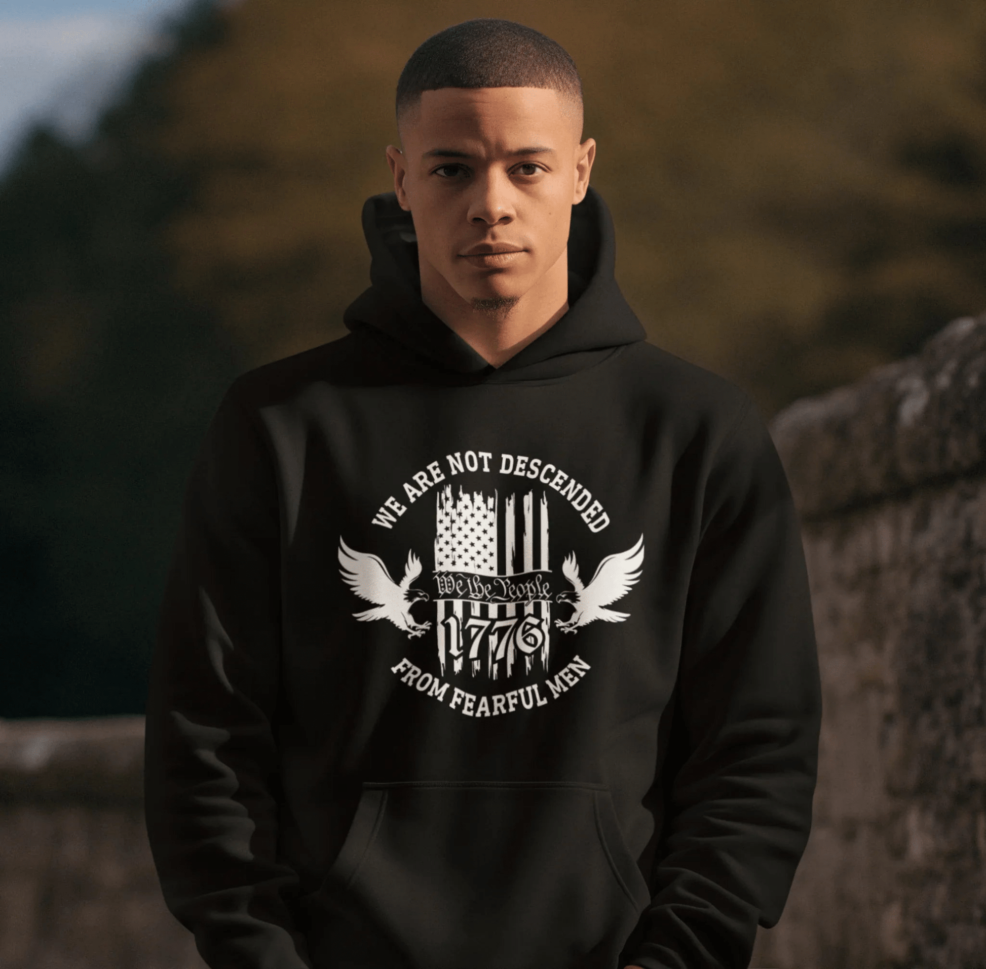 We Are Not Descended From Fearful Men Unisex Hoodie, Bold Patriotic Hoodie Jumper, Independence Day - SKULLFURY MERCH