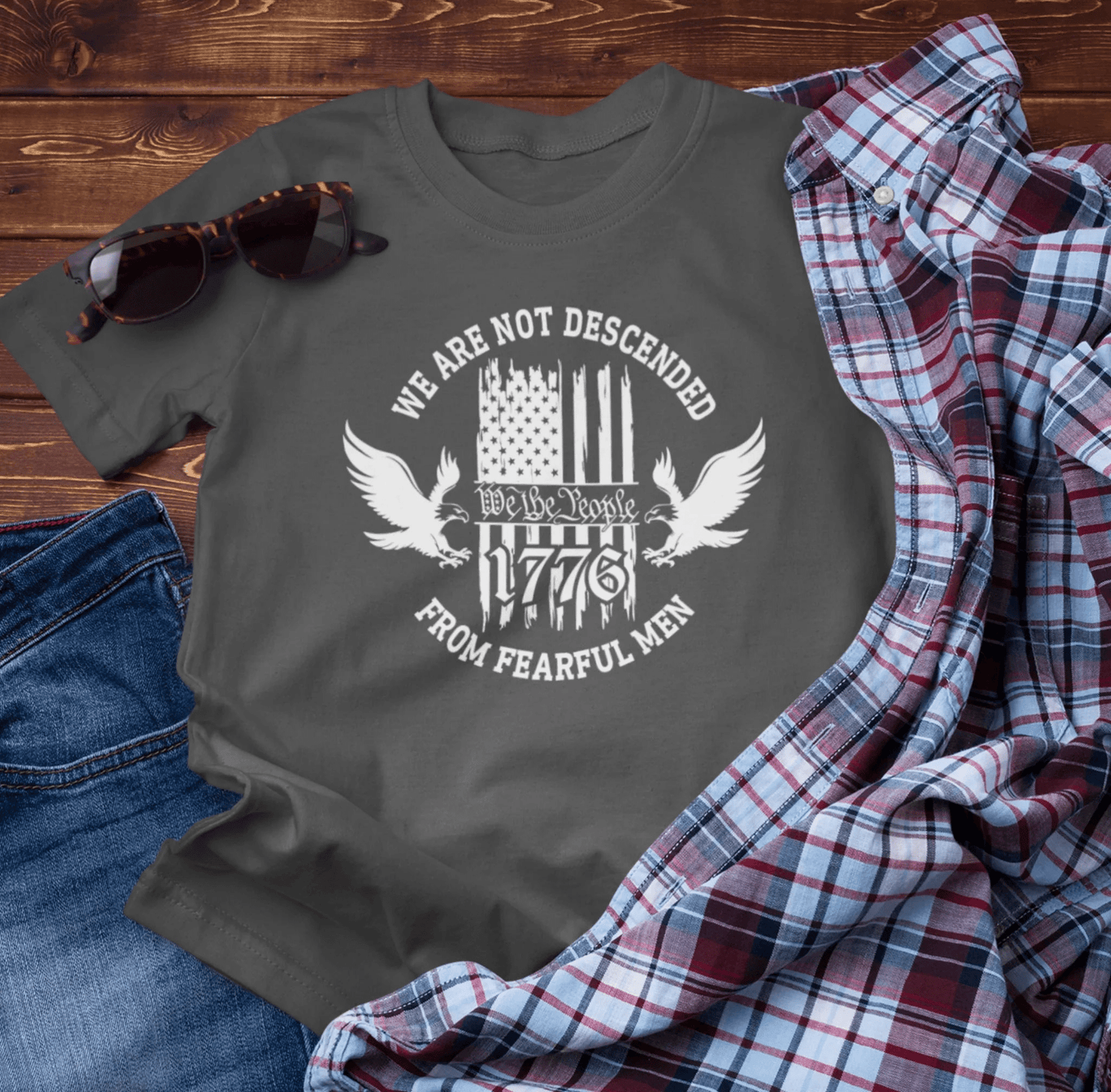 We Are Not Descended From Fearful Men unisex T-Shirt, patriotic tee, Founding fathers legacy T-Shirt - SKULLFURY MERCH