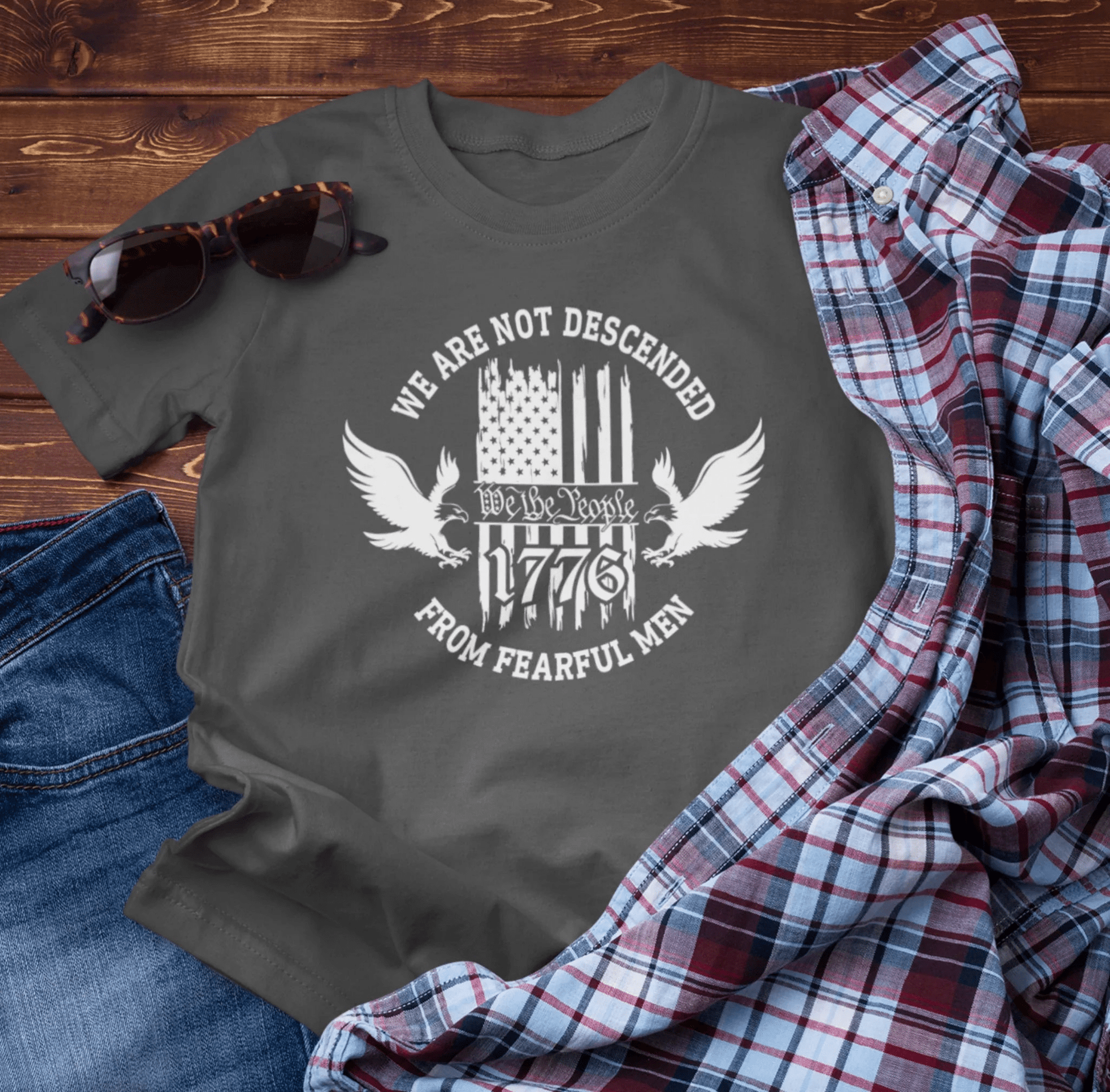 We Are Not Descended From Fearful Men unisex T-Shirt, patriotic tee, Founding fathers legacy T-Shirt - SKULLFURY MERCH