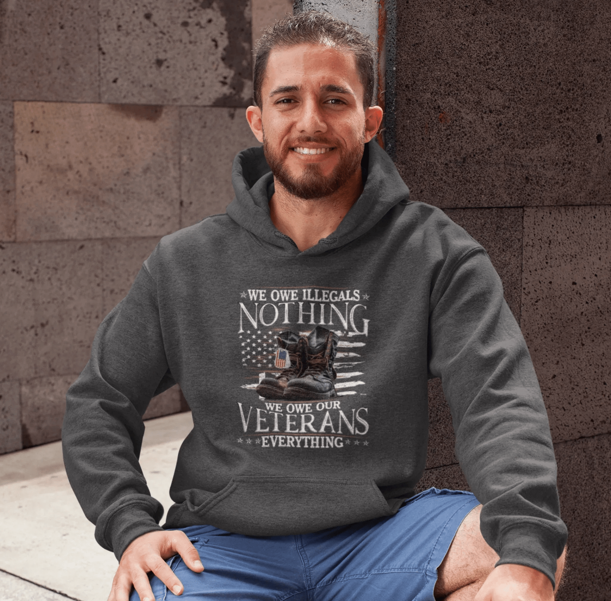 We Owe Illegals Nothing, We Owe Our Veterans Everything Patriotic Unisex Hoodie, Patriotic Apparel, Military Appreciation - SKULLFURY MERCH