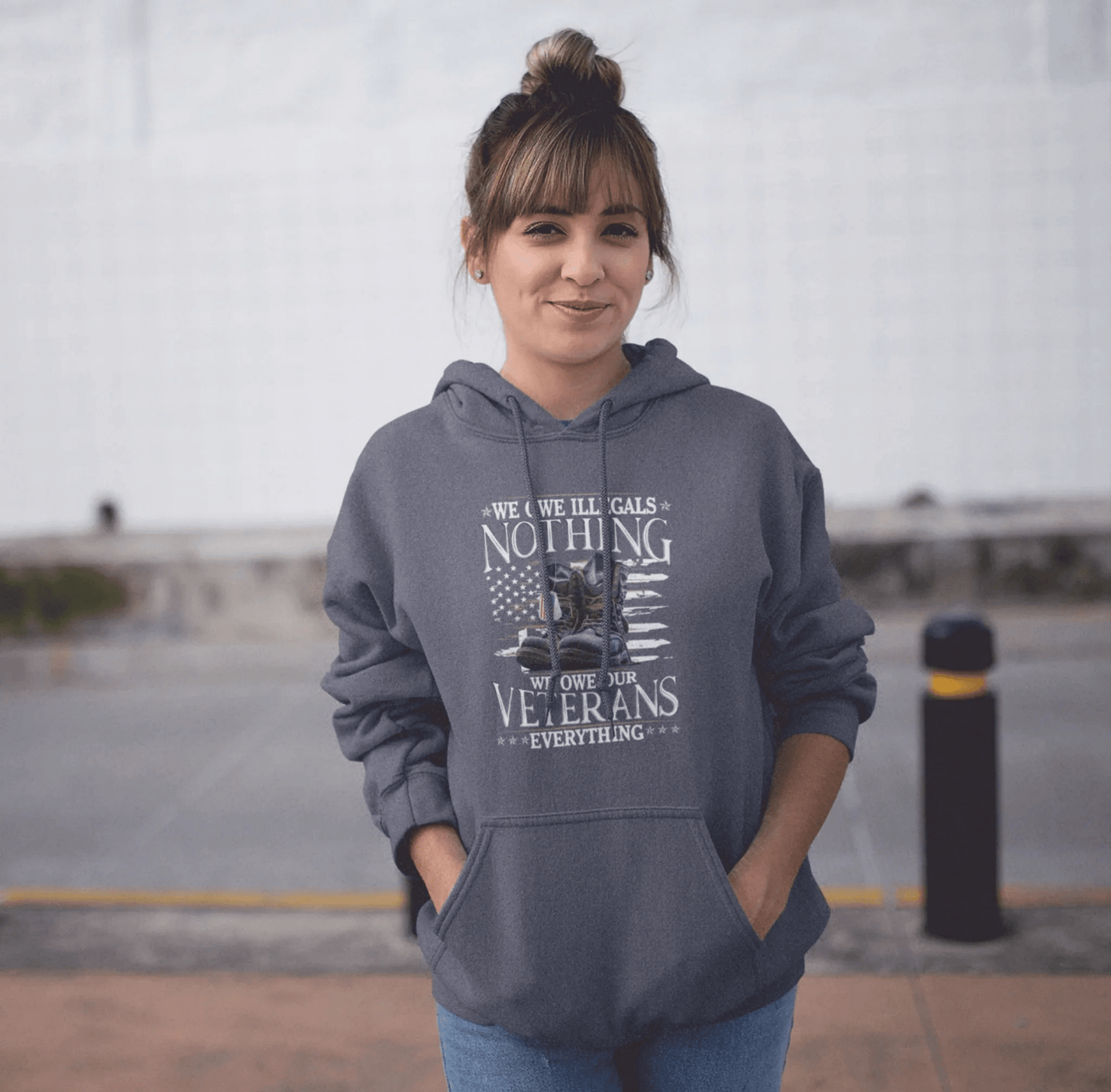 We Owe Illegals Nothing, We Owe Our Veterans Everything Patriotic Unisex Hoodie, Patriotic Apparel, Military Appreciation - SKULLFURY MERCH