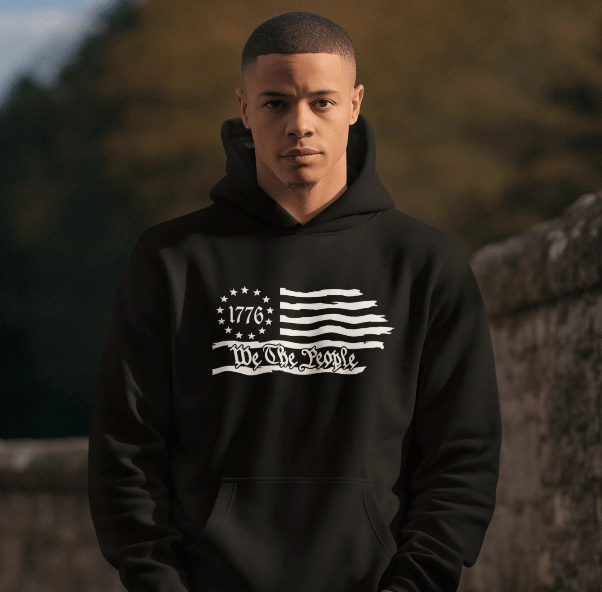 We The People 1776 Flag Patriotic Unisex Hoodie, Freedom & Liberty Sweatshirt, American Flag Hooded Sweatshirt, - SKULLFURY MERCH