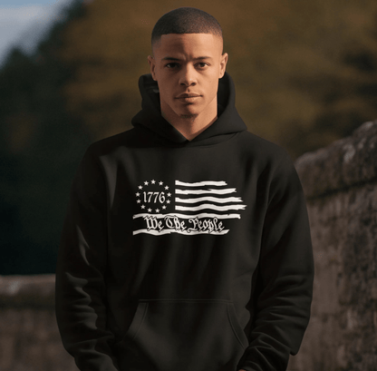 We The People 1776 Flag Patriotic Unisex Hoodie, Freedom & Liberty Sweatshirt, American Flag Hooded Sweatshirt, - SKULLFURY MERCH