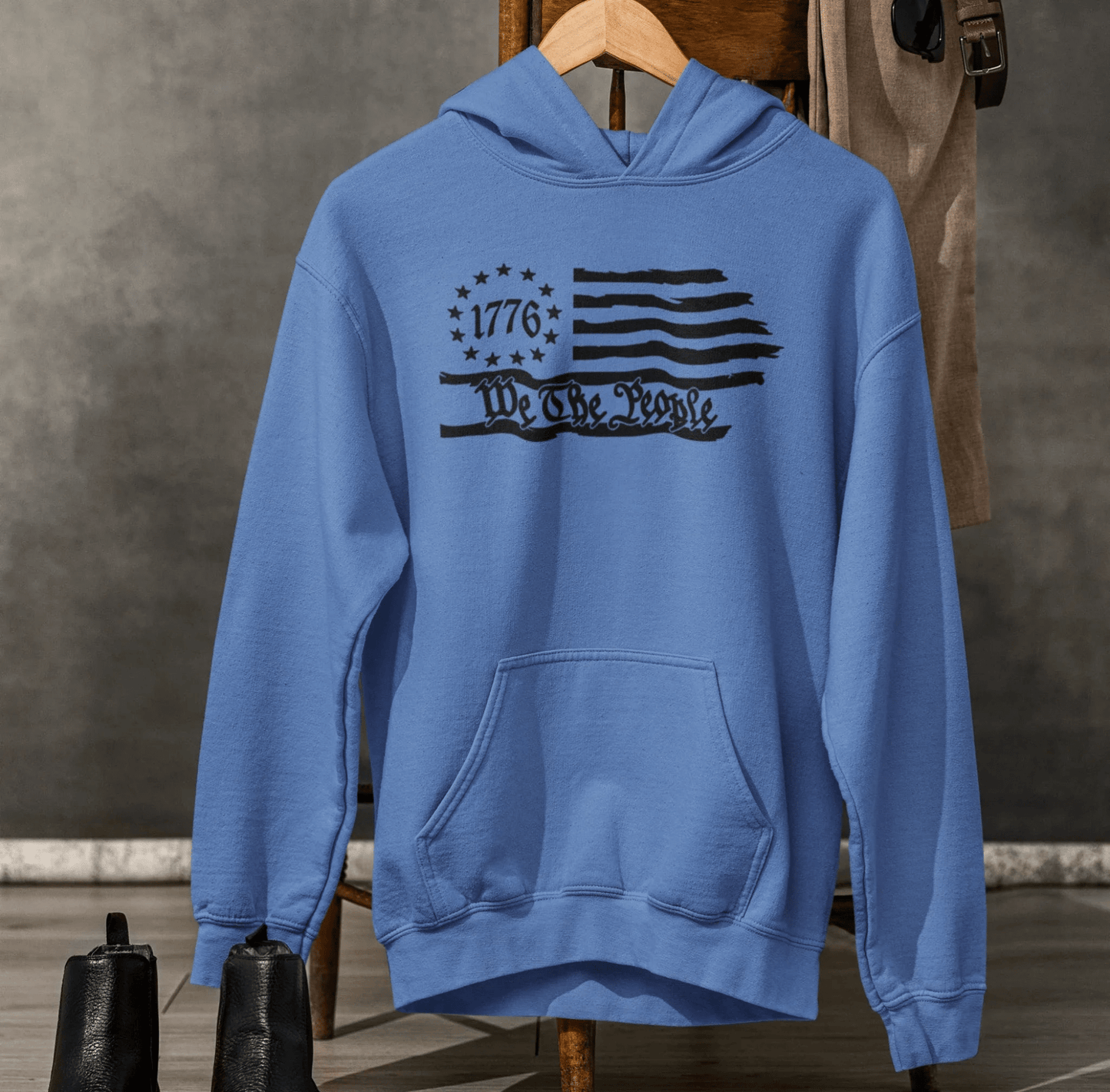 We The People 1776 Flag Patriotic Unisex Hoodie, Freedom & Liberty Sweatshirt, American Flag Hooded Sweatshirt, - SKULLFURY MERCH