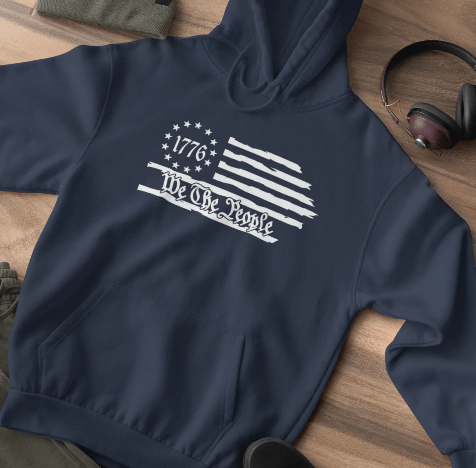 We The People 1776 Flag Patriotic Unisex Hoodie, Freedom & Liberty Sweatshirt, American Flag Hooded Sweatshirt, - SKULLFURY MERCH