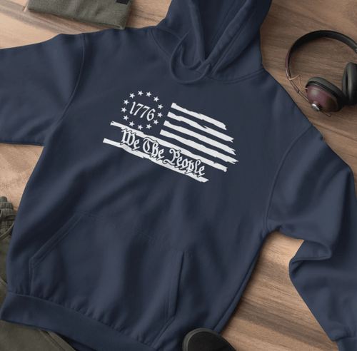 We The People 1776 Flag Patriotic Unisex Hoodie, Freedom & Liberty Sweatshirt, American Flag Hooded Sweatshirt, - SKULLFURY MERCH
