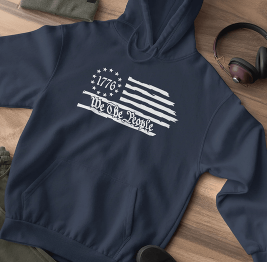 We The People 1776 Flag Patriotic Unisex Hoodie, Freedom & Liberty Sweatshirt, American Flag Hooded Sweatshirt, - SKULLFURY MERCH