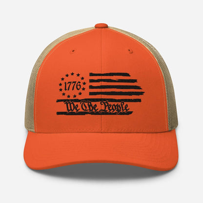 We The People 1776 Trucker Hat USA, American Flag Snapback Trucker Cap - SKULLFURY MERCH