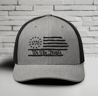 We The People 1776 Trucker Hat USA, American Flag Snapback Trucker Cap - SKULLFURY MERCH