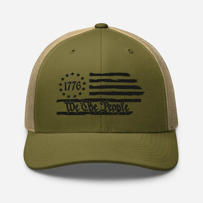 We The People 1776 Trucker Hat USA, American Flag Snapback Trucker Cap - SKULLFURY MERCH