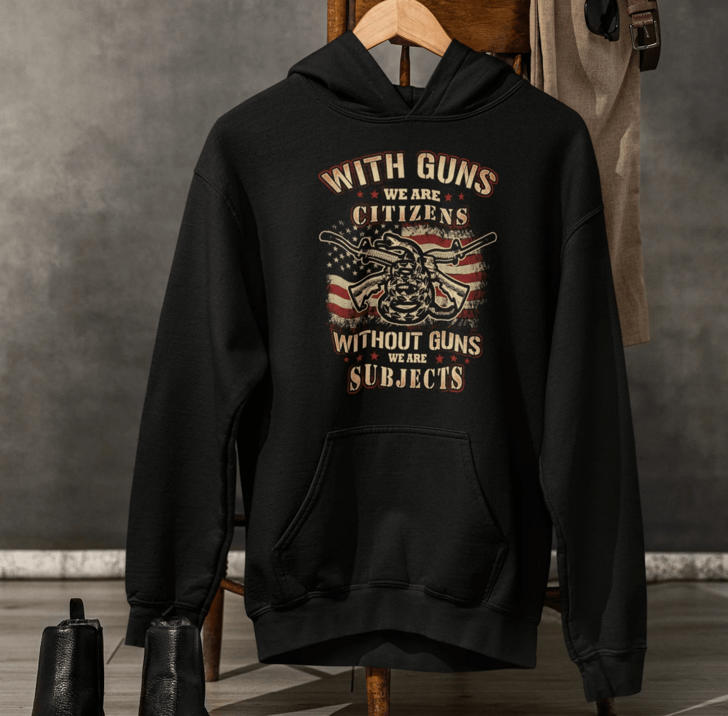 With Guns We Are Citizens, Without Guns We Are Subjects, Unisex Hoodie, 2nd Amendment Supporter, Patriotic Apparel - SKULLFURY MERCH